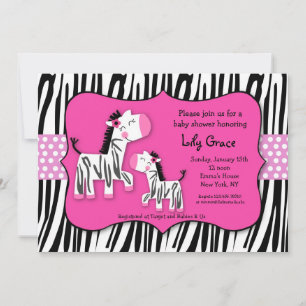 Cute Zebra Imprime des Baby showers Invitations