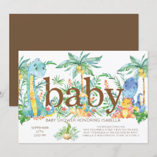 CuteDinosaur Genre Baby shower neutre Invitation