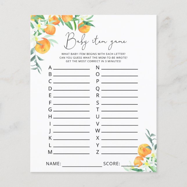 Cutie Baby Item Jeu. Jeu baby shower (Devant)