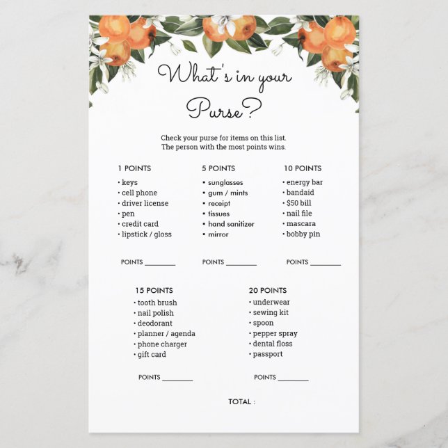 Cutie Baby shower Ce qu'il y a dans votre sac à ma (Devant)