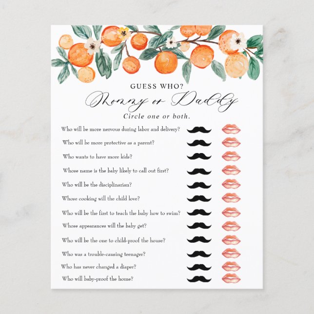 Cutie | Jeu Baby shower | Maman papa (Devant)