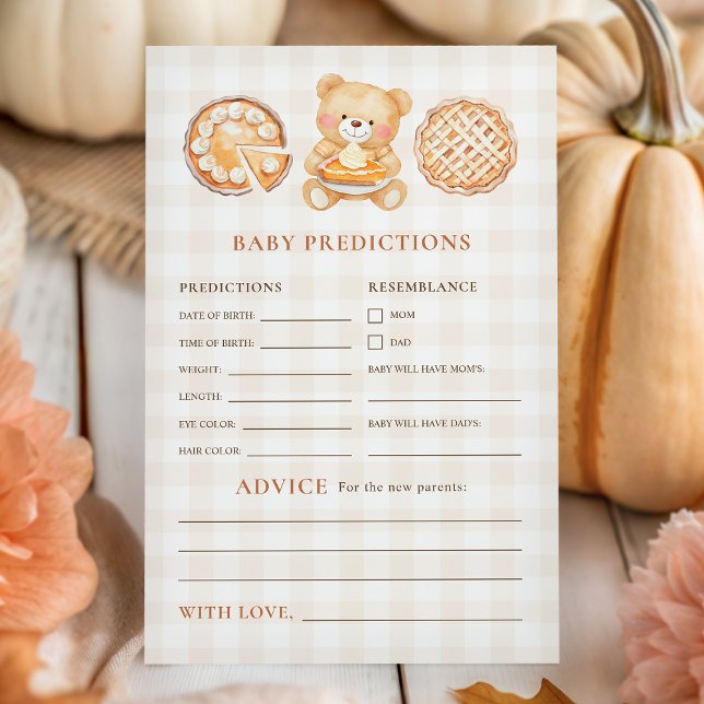 Cutie Pie Fall Baby Shower Predictions Advice Game (Créateur téléchargé)