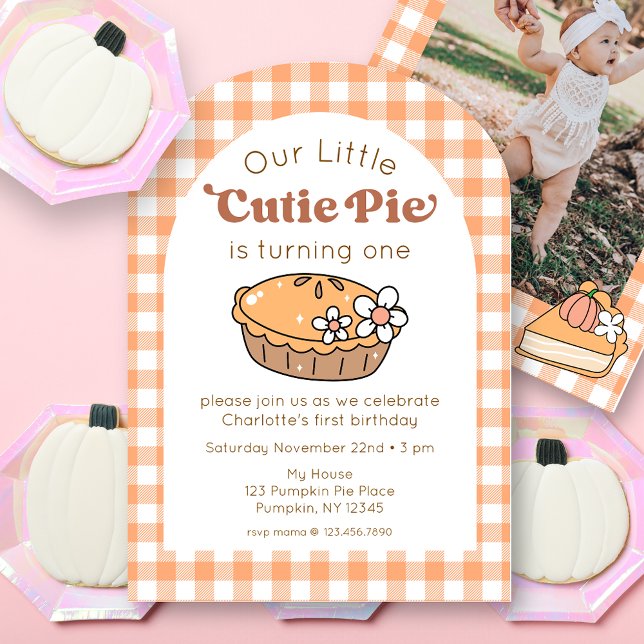 Cutie Pie Pumpkin Birthday Photo Invitation (Créateur téléchargé)