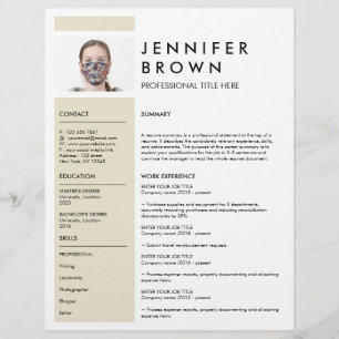 CV minimaliste jaune avec photographie