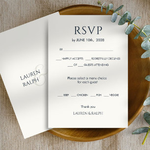 Cyan Noir et ivoire Monogramme Mariage RSVP
