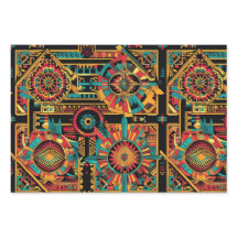Cyan Vibrant "Aztec Dream" Enveloppement Papier Ma