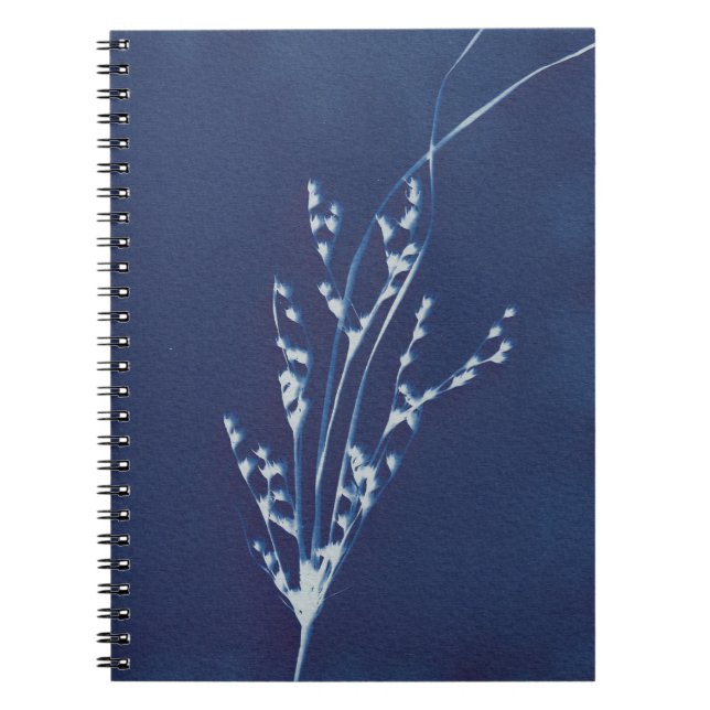 Cyanotype Impression Grass bleu et blanc Carnet (Devant)