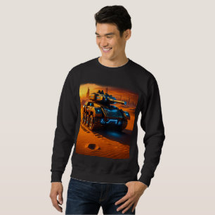 Cyber Desert Tank – Sweatshirt Noir à Lumière Sci-