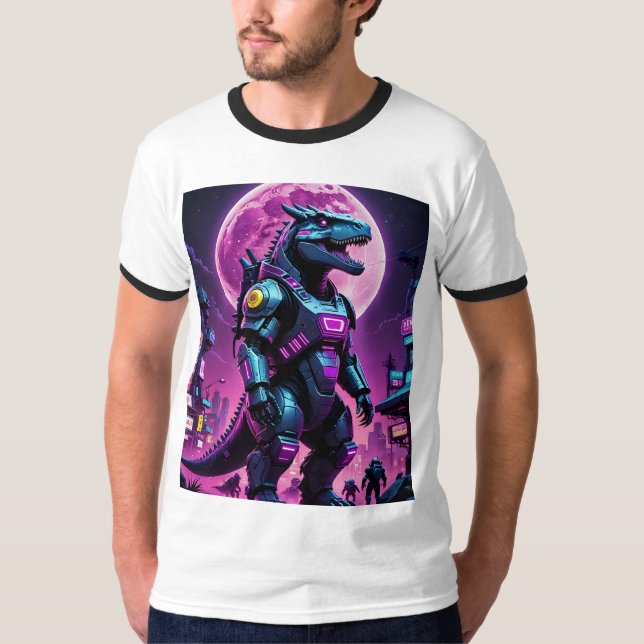 Cyber Dino Neon Mecha City Destroyer Tshirt (Devant)