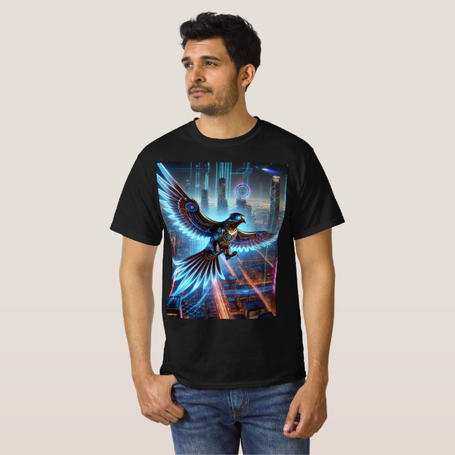 Cyber Falcon Neon Vol T-Shirt Design. (Devant entier)
