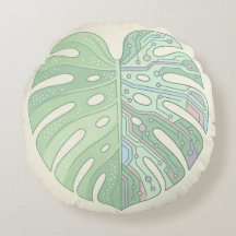 Cyber Monstera Circuit Board Leaf Coussin de Jet —