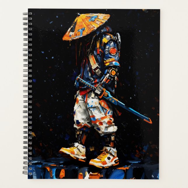 Cyber Ninja Palette Knife Neon Orange Impasto (Devant)