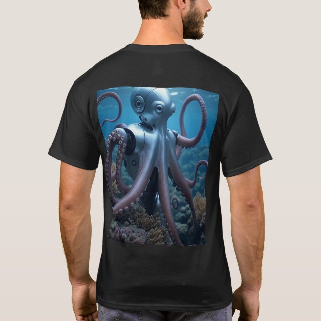 Cyber Octopus hommes noir T-shirt dos (Dos)