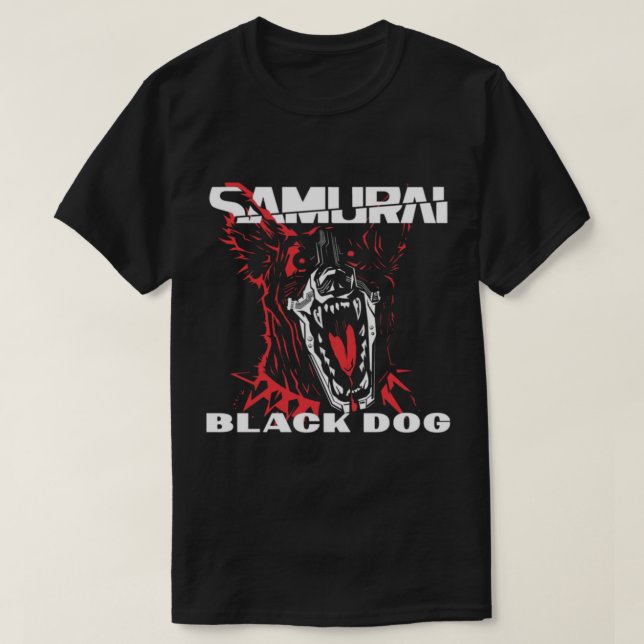 cyber punk chien noir samurai classique T-shirt (Design devant)