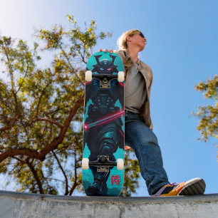 Cyber Samurai Skateboard : Futuristic Fusion Art