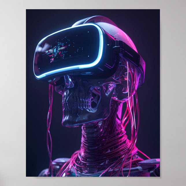 Cyber Skull VR — Futuristic Gaming Poster (Devant)