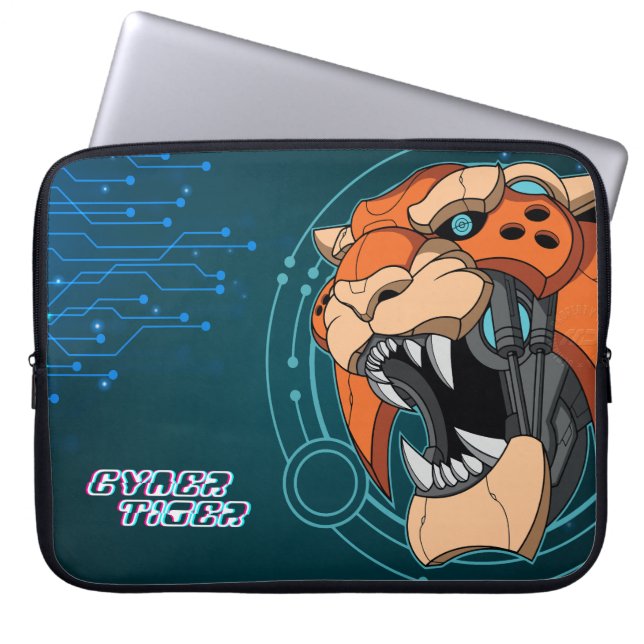 Cyber Tiger | Sac à manches d'ordinateur portable  (Devant)