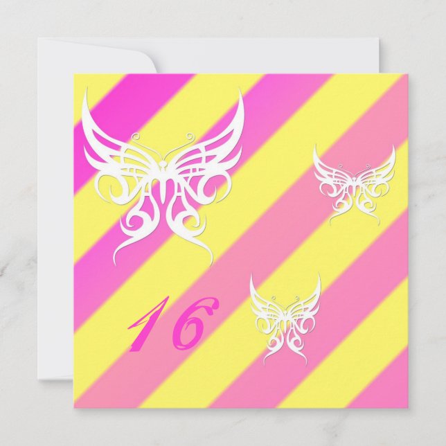 Cybergoth Papillons doux 16 Invitations d'annivers (Devant)