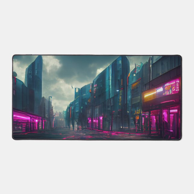 Cyberpunk City Street Neon Lights Gamers Cadeau (Recto)