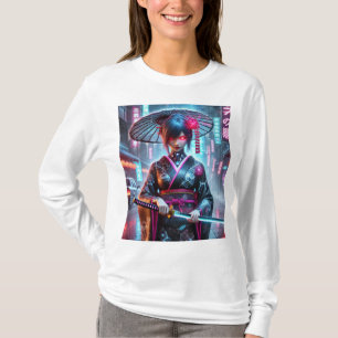 💠 Cyberpunk Geisha Assassin - T-shirt Neon Shadow