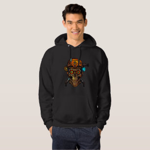 Cyberpunk Mecha Skull - Sweat à capuche noir unise