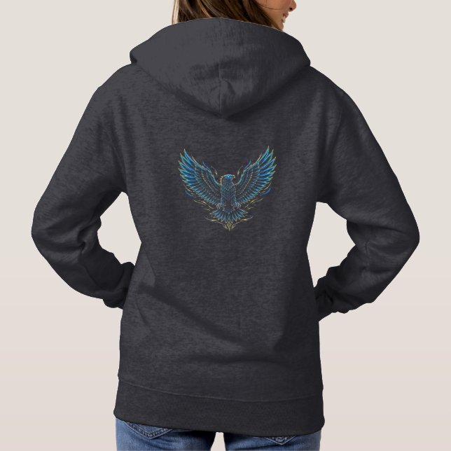 Cyberpunk Néon Aigle Glitch Sweat à Capuche (Dos)
