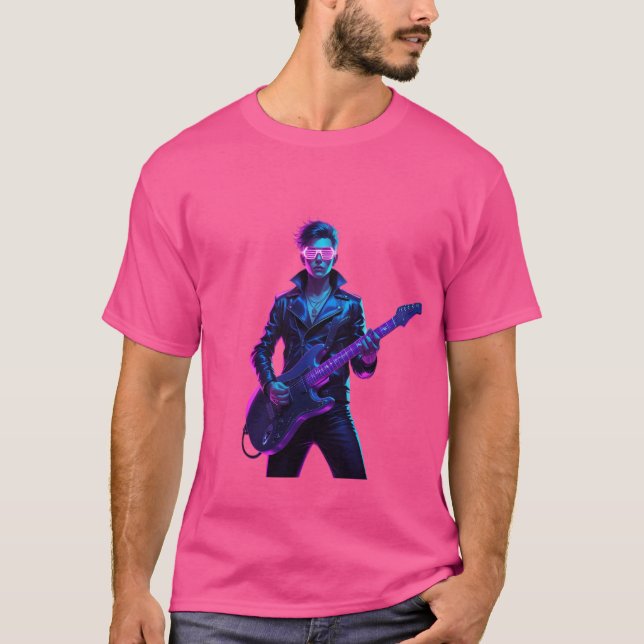 🔥 Cyberpunk Rockstar Neon Glow T-Shirt 🎸 (Devant)