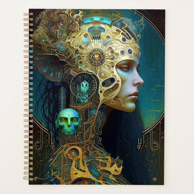 Cyborg Femme Imaginaire Sci-Fi Art Planner (Devant)