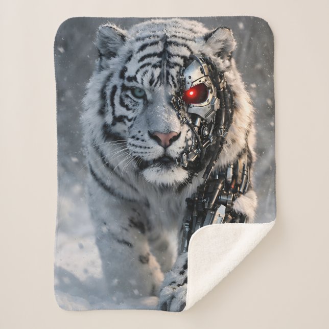 Cyborg tigre blanc couverture Sherpa cybernétique  (Devant)