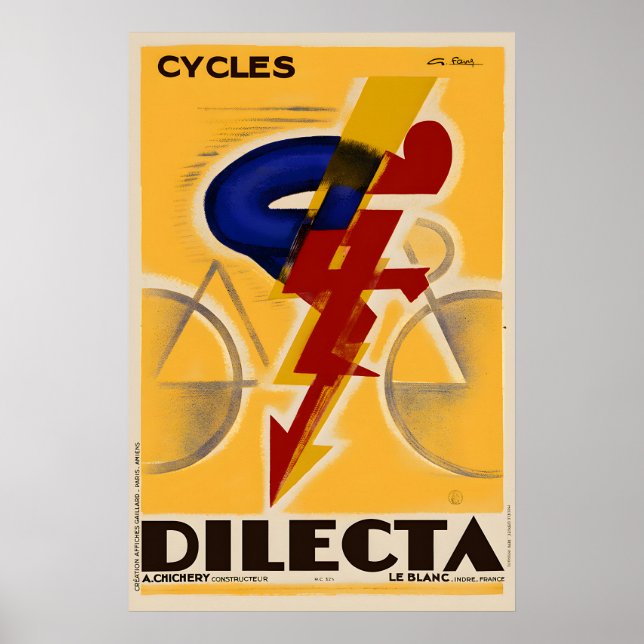 Cycles Dilecta Vintage Art Deco Bicycle Poster (Devant)