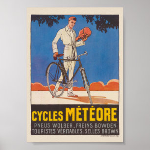 Cycles Météore France Affiche Vintage 1926