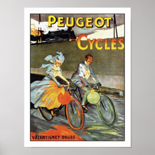 Cycles Peugeot - Poster Vintage à vélo