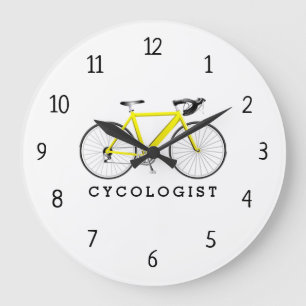 Cycologiste Bicyclette Jaune Grande horloge
