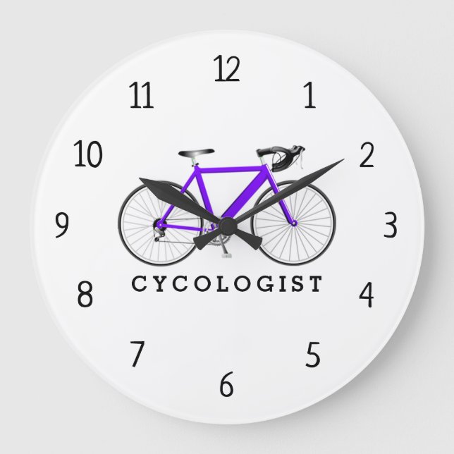 Cycologiste Bicyclette violet Grande horloge (Recto)