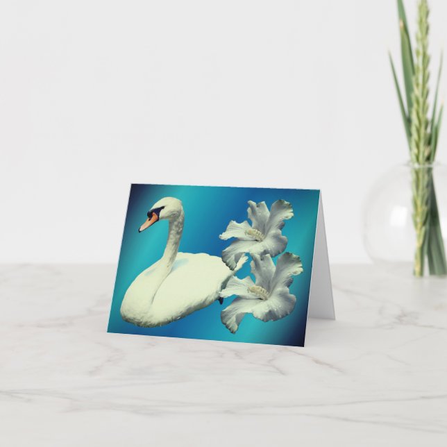 Cygne blanc et fleur d'hibiscus  (Devant)