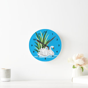 Cygne Blanc Sur Horloges D'Eau