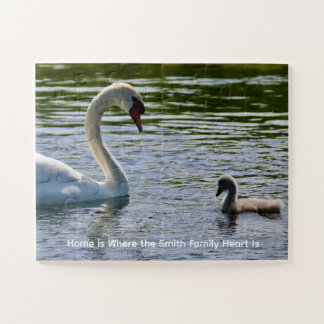 Cygne & Cygnelet Fluffy Photo Puzzle Personnalisé