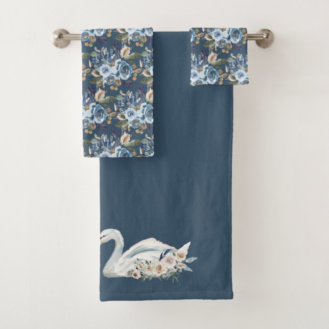 Cygne floral blanc sur le bleu (En situation)