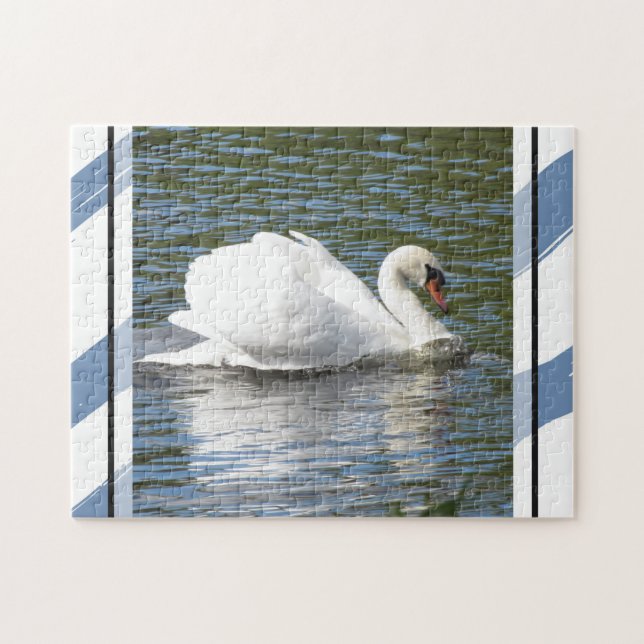 Cygne muet avec bandes bleues Puzzle puzzle (Horizontal)