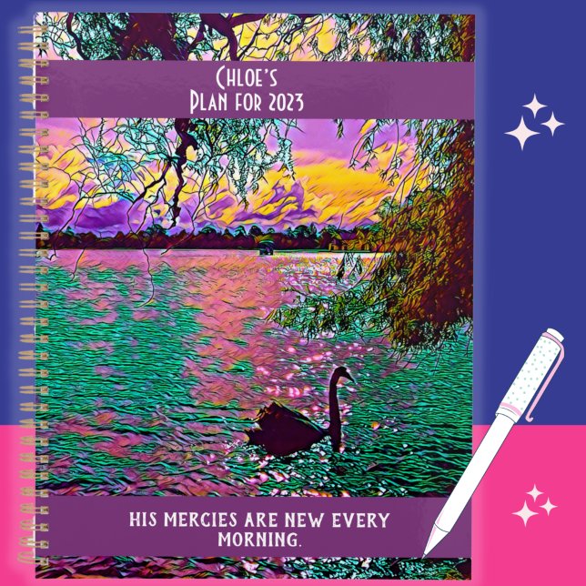 Cygne noir coloré Christian Bible verse Planner (Créateur téléchargé)