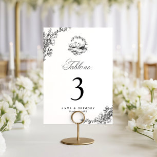 Cygne Vintage Dessiné Numéro de Table de Mariage 3