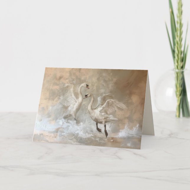 Cygnes - Carte de voeux pliée (Devant)
