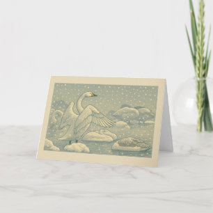Cygnes de Whooper en hiver - Carte de Noël