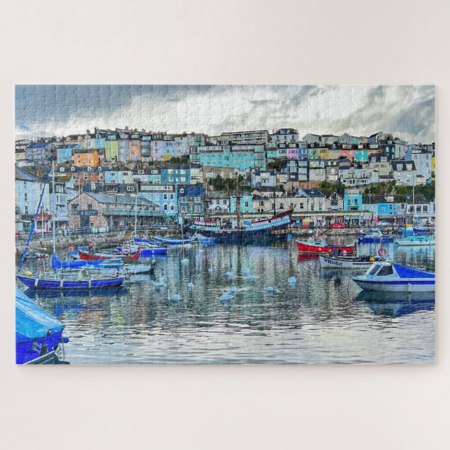Cygnes du port de Brixham : côte du Devon Puzzle 1 (Horizontal)