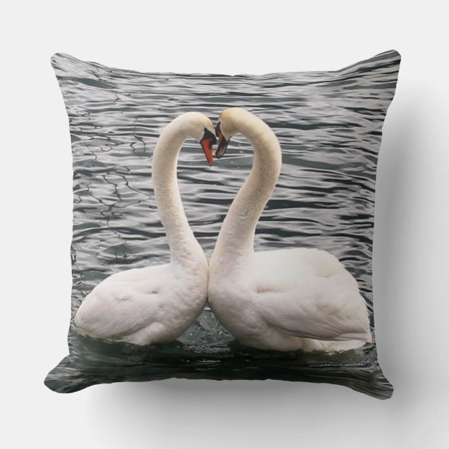 Cygnes Joyeuse Saint-Valentin Coussin jeté (Recto)