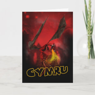 Cymru - carte du jour de St David - dragon rouge