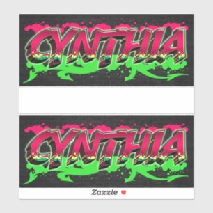 Cynthia prénom nom autocollant graffiti sticker