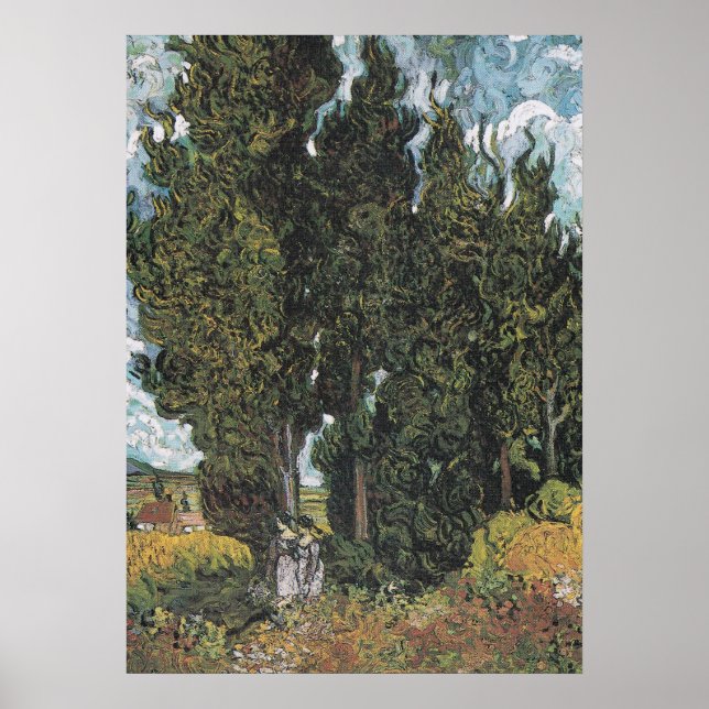 Cypress Trees by Van Gogh Poster (Devant)