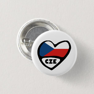 Czech Republic Country Code Flag Heart Pin Badge