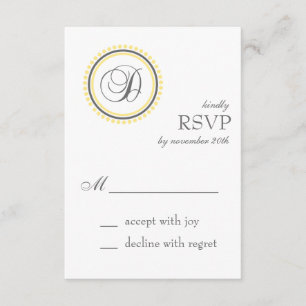 D Cartes RSVP Monogramme Cercle point (Jaune/Gris)